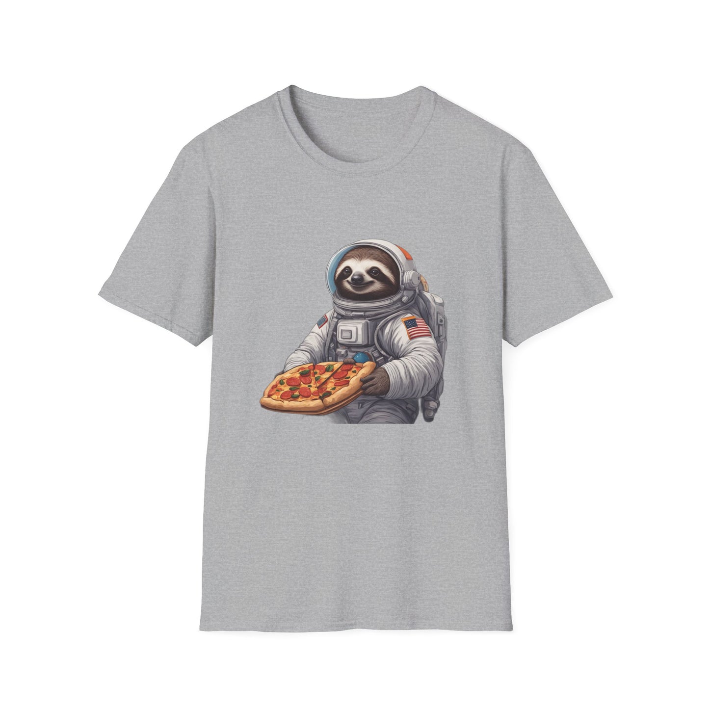Astronaut Sloth Pizza T-Shirt | Fun Graphic Tee for Space Lovers, Gift for Foodies, Casual Wear, Birthday Gift, Sloth Lover Shirt