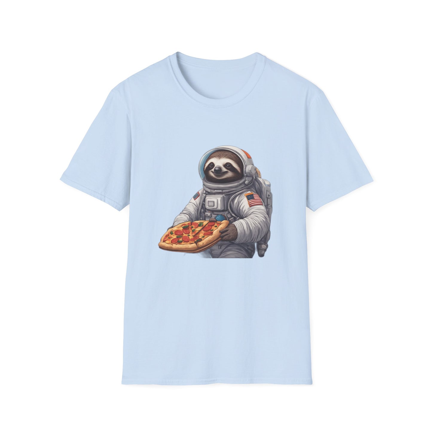 Astronaut Sloth Pizza T-Shirt | Fun Graphic Tee for Space Lovers, Gift for Foodies, Casual Wear, Birthday Gift, Sloth Lover Shirt