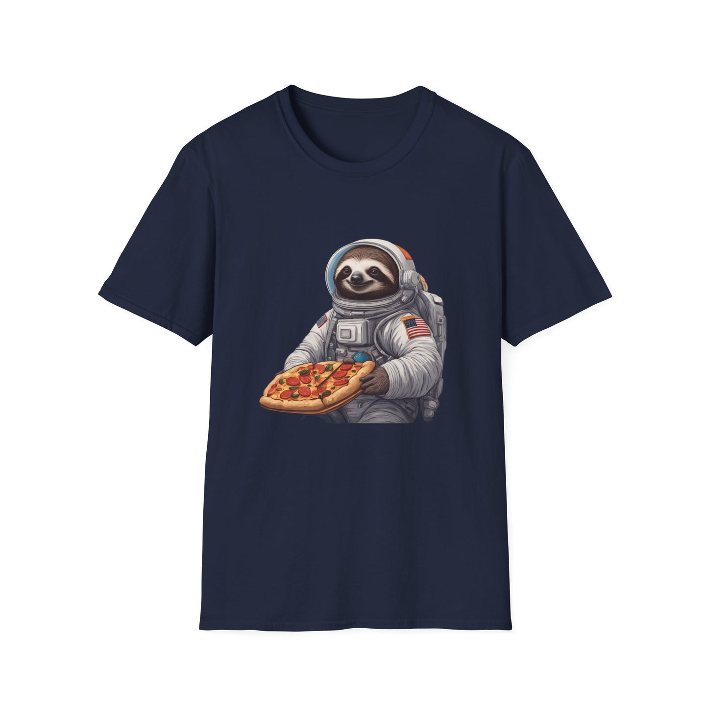 Astronaut Sloth Pizza T-Shirt | Fun Graphic Tee for Space Lovers, Gift for Foodies, Casual Wear, Birthday Gift, Sloth Lover Shirt