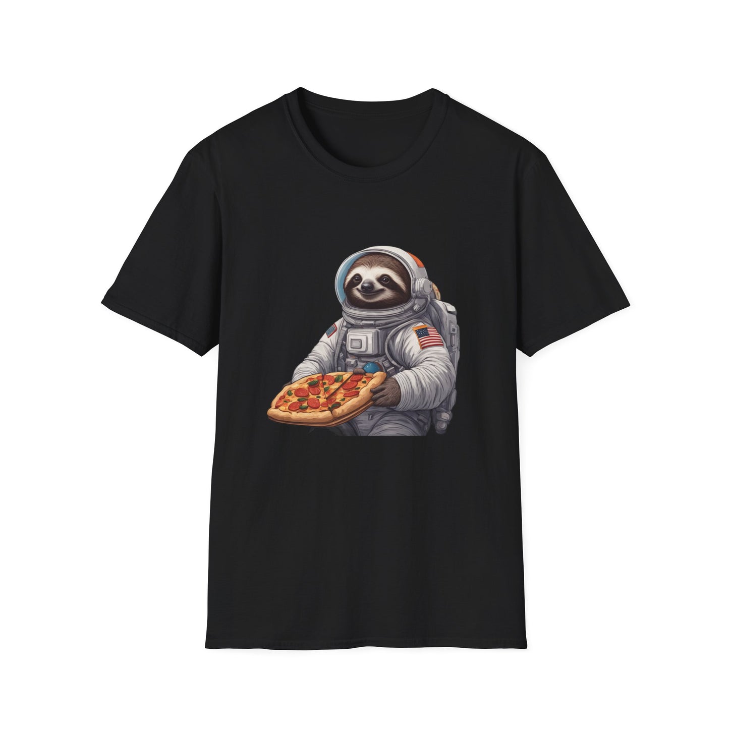 Astronaut Sloth Pizza T-Shirt | Fun Graphic Tee for Space Lovers, Gift for Foodies, Casual Wear, Birthday Gift, Sloth Lover Shirt