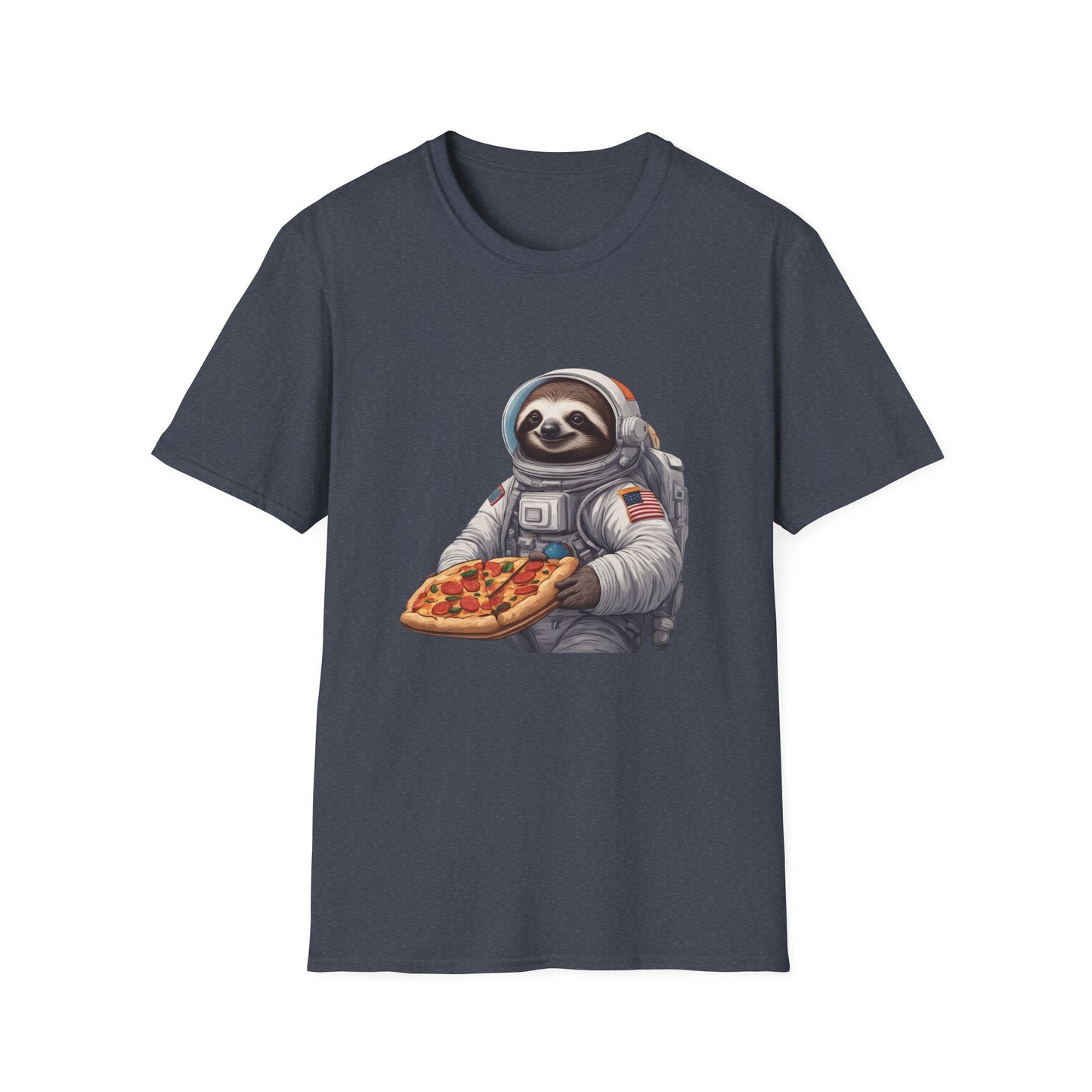 Astronaut Sloth Pizza T-Shirt | Fun Graphic Tee for Space Lovers, Gift for Foodies, Casual Wear, Birthday Gift, Sloth Lover Shirt