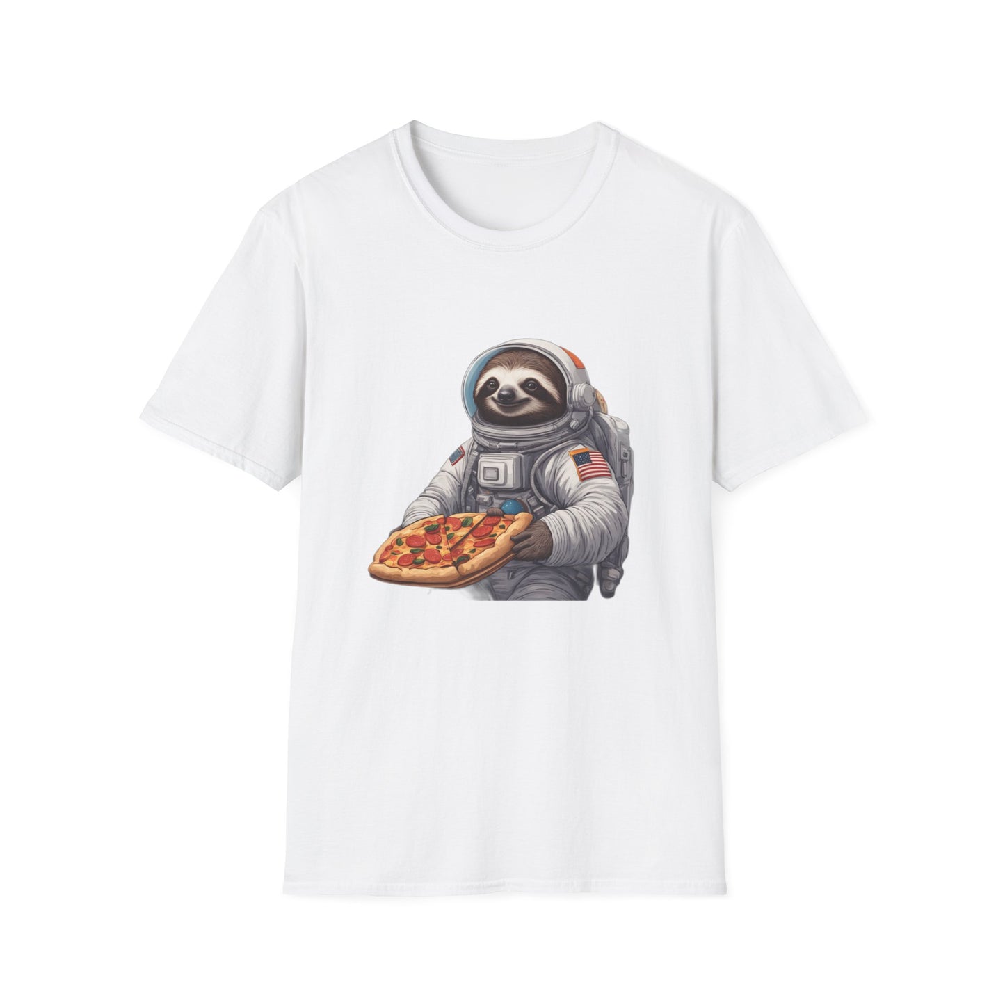 Astronaut Sloth Pizza T-Shirt | Fun Graphic Tee for Space Lovers, Gift for Foodies, Casual Wear, Birthday Gift, Sloth Lover Shirt
