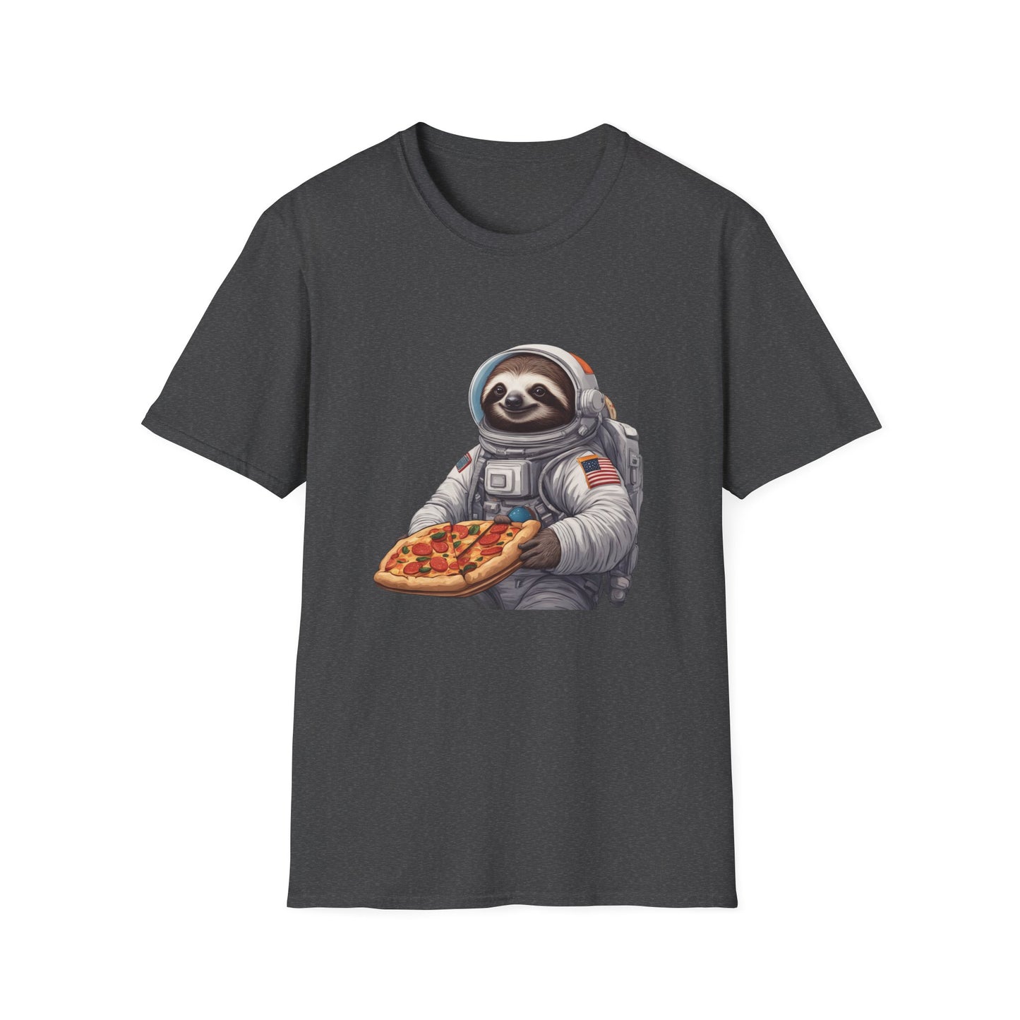 Astronaut Sloth Pizza T-Shirt | Fun Graphic Tee for Space Lovers, Gift for Foodies, Casual Wear, Birthday Gift, Sloth Lover Shirt