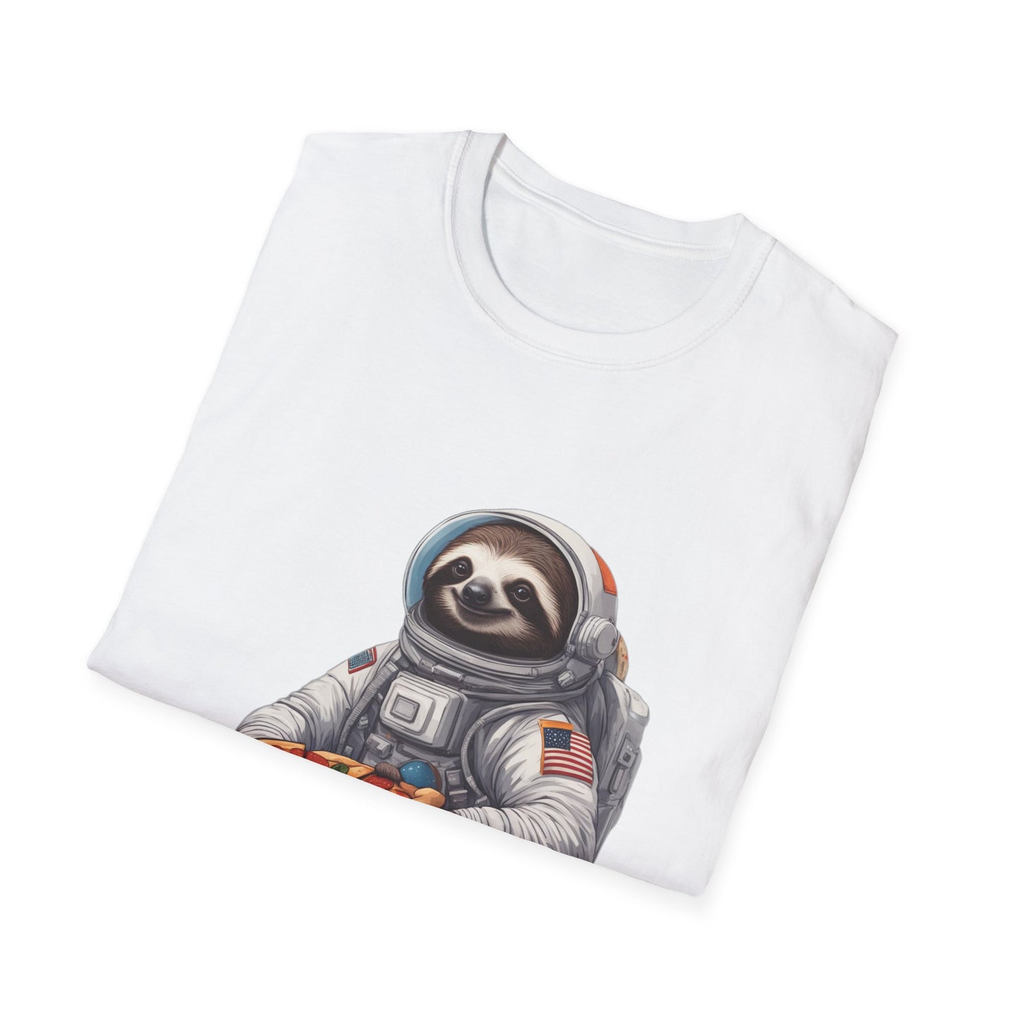 Astronaut Sloth Pizza T-Shirt | Fun Graphic Tee for Space Lovers, Gift for Foodies, Casual Wear, Birthday Gift, Sloth Lover Shirt