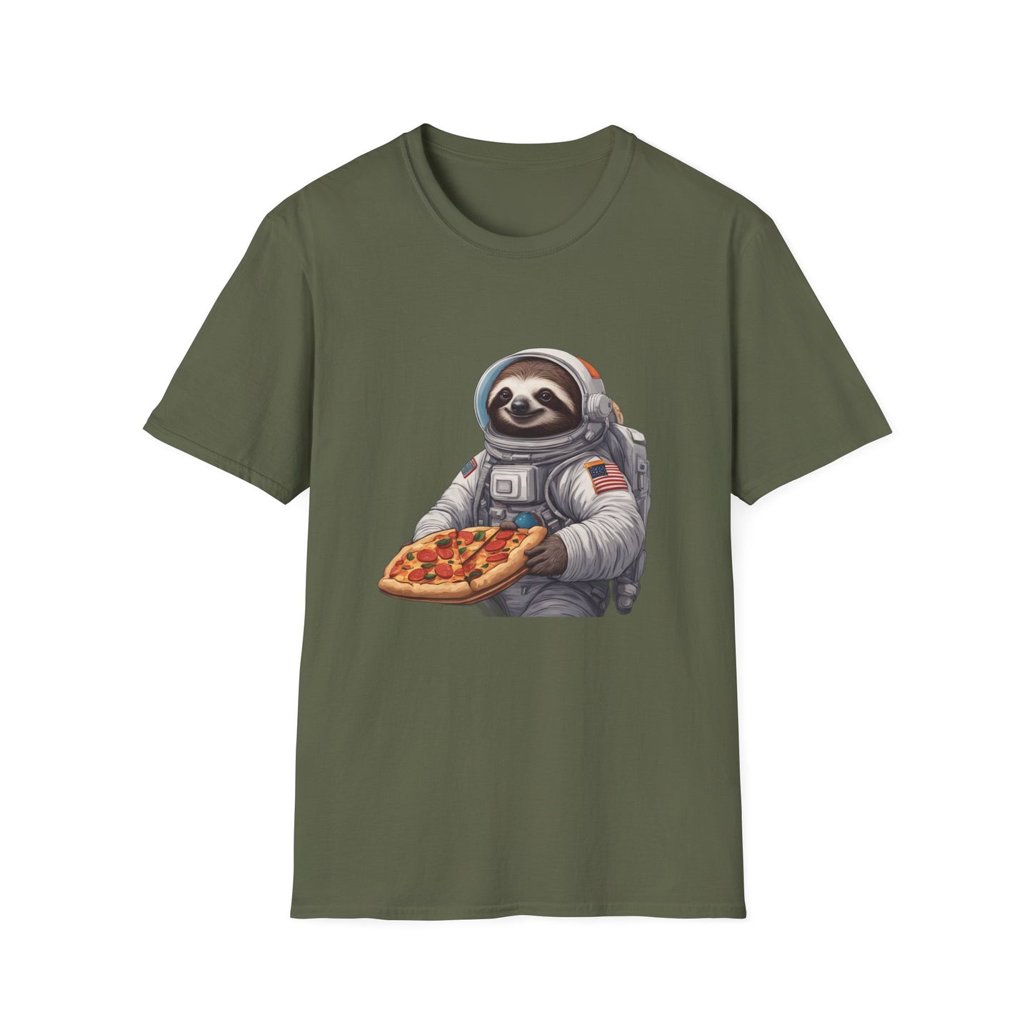 Astronaut Sloth Pizza T-Shirt | Fun Graphic Tee for Space Lovers, Gift for Foodies, Casual Wear, Birthday Gift, Sloth Lover Shirt