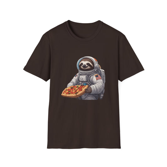Astronaut Sloth Pizza T-Shirt | Fun Graphic Tee for Space Lovers, Gift for Foodies, Casual Wear, Birthday Gift, Sloth Lover Shirt