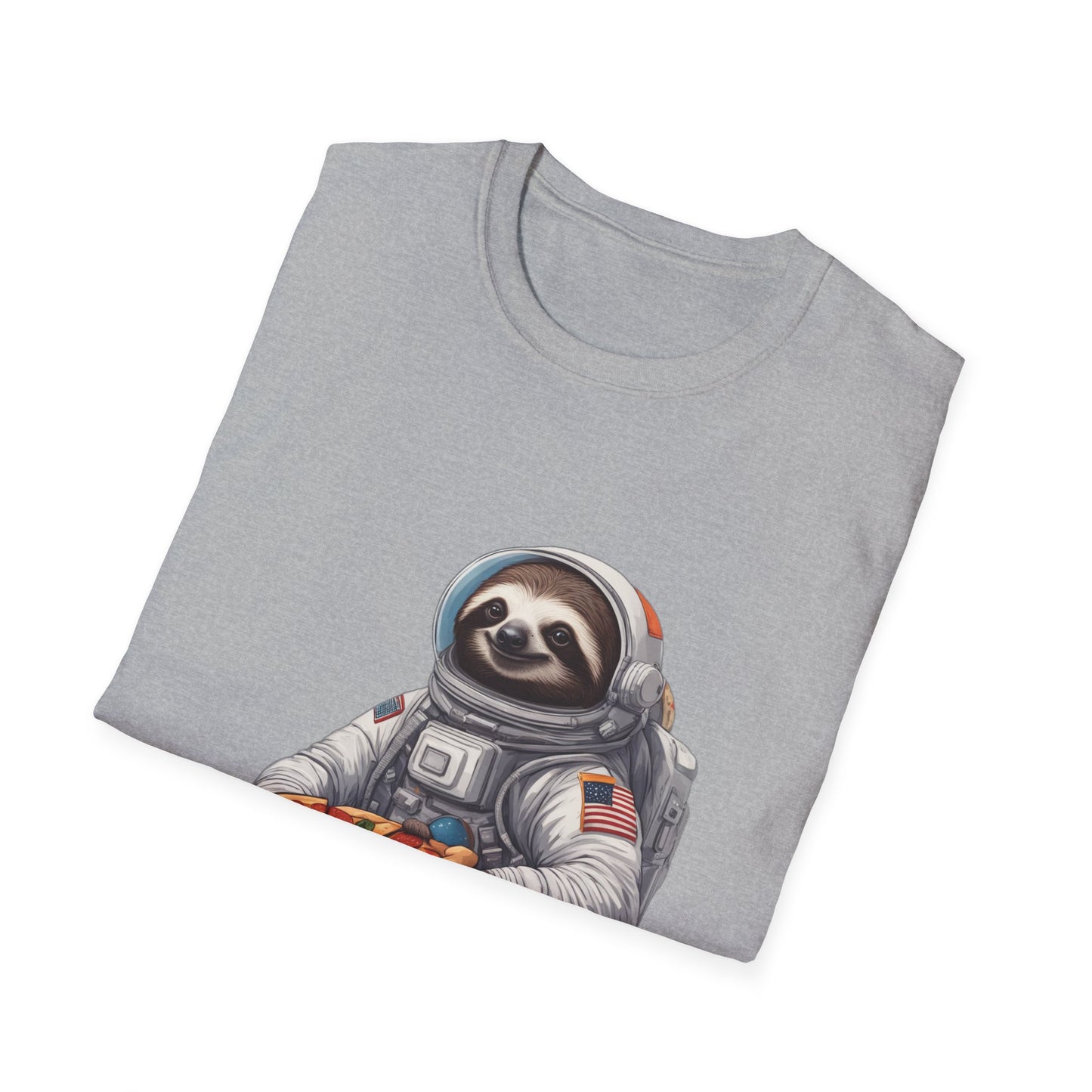 Astronaut Sloth Pizza T-Shirt | Fun Graphic Tee for Space Lovers, Gift for Foodies, Casual Wear, Birthday Gift, Sloth Lover Shirt