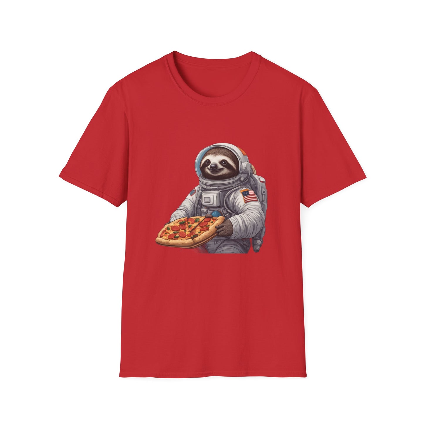 Astronaut Sloth Pizza T-Shirt | Fun Graphic Tee for Space Lovers, Gift for Foodies, Casual Wear, Birthday Gift, Sloth Lover Shirt