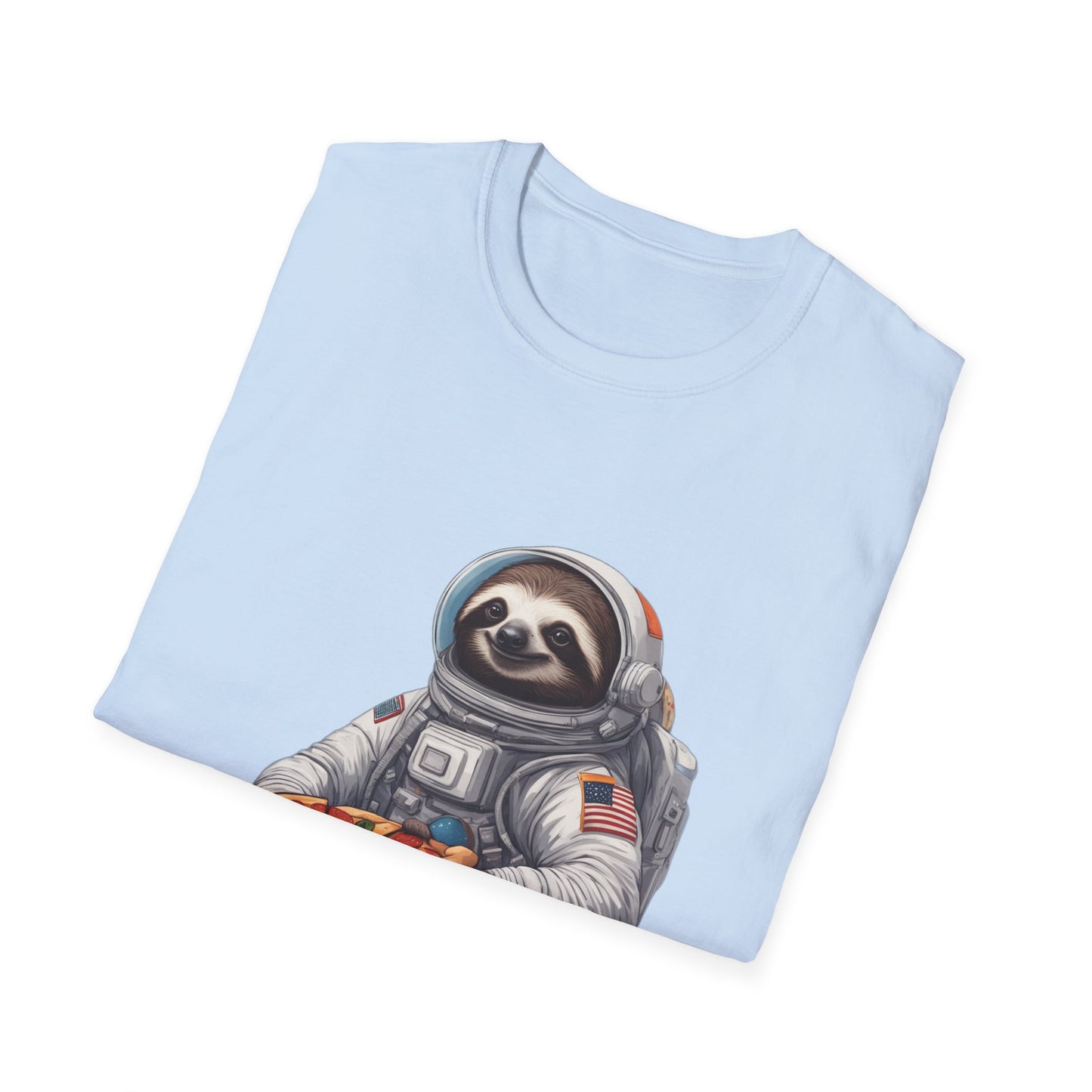 Astronaut Sloth Pizza T-Shirt | Fun Graphic Tee for Space Lovers, Gift for Foodies, Casual Wear, Birthday Gift, Sloth Lover Shirt